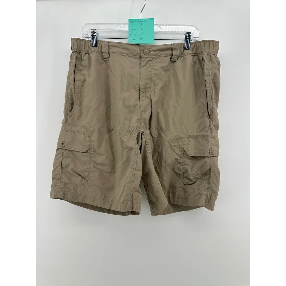 The North Face Mens Large Tan Ripstop Nylon Cargo Hiking Shorts 9 Inseam Khaki